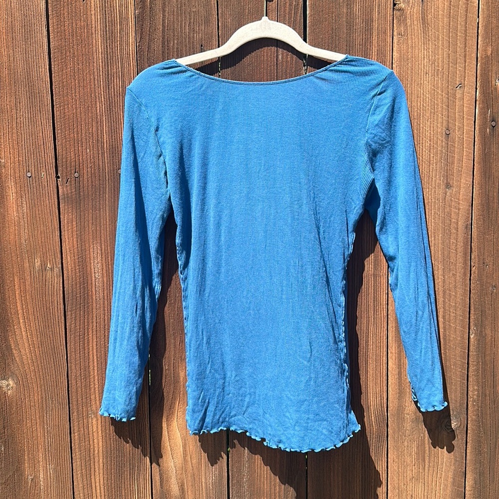 Free People Blue Long Sleeve Top